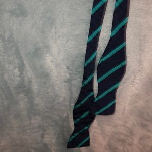 Dark blue and green silk bow tie